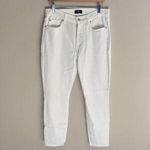 7 for all mankind White Josefina High Rise Button Fly Stretch Jeans